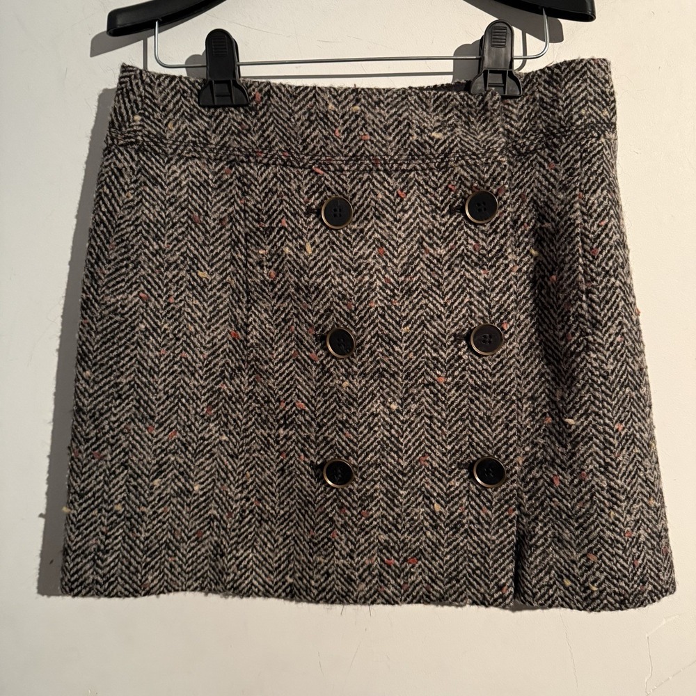 Ann Taylor Loft Size 4 Wool Blend Tweed Mini Skirt Dark Academia Twee Career
